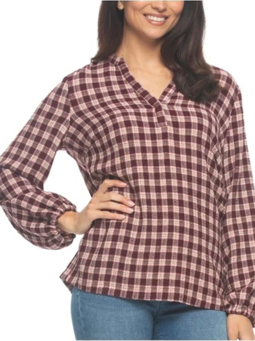 FELINA Women's Checkered Blouse